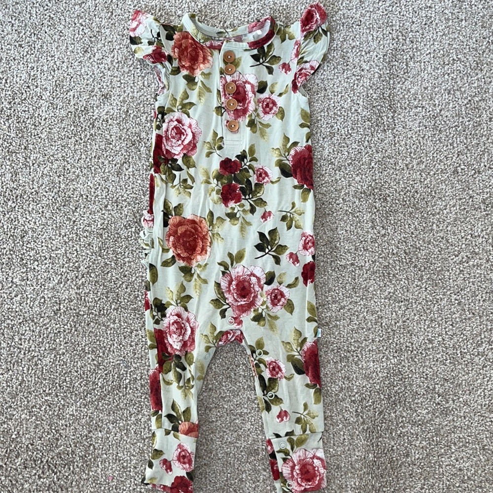 Posh Peanut Lizzie Ruffled Cap Sleeve Romper
